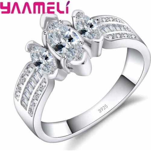 Classic Promise Rings 925 Sterling Silver With Super Shining Cubic Zircon Stone Jewelry for Women Wedding Engagement