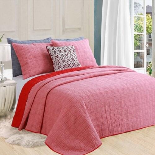 CHAUSUB Washed Cotton Quilt Set 3PCS Quilted Bedspread Solid Color Quilts Bed Cover King size Coverlet Set Shams Bedding
