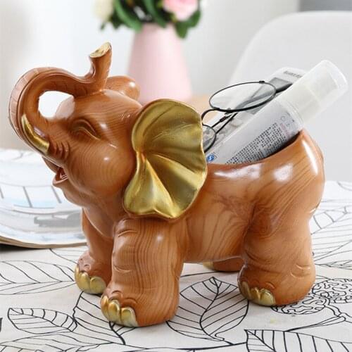 CREATIVE ELEPHANT STATUE REMOTE CONTROL STORAGE BOX RESIN ANIMAL SCULPTURE HOME DECORATION RECEIVE TRAY R2542