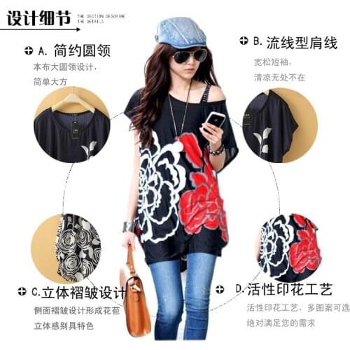 Fashion T-Shirt for Women Print Tshirt Plus Size Tops Graphic Tees Women short sleeve long t-short for female 2pcs/lot
