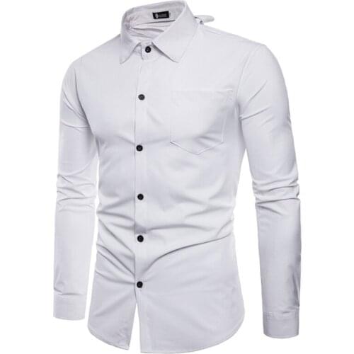 Mens Shirt Long Sleeve Solid Color Front-Rear Double-Sided Wear Turn Down Collar Cardigan Shirts Casual Slim Type Tops