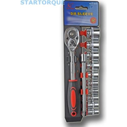 STARTORQUE 12PC 1/4 Inch 1/2 Inch 3/8 Inch Ratchet Wrench Kit Chrome Steel Socket Wrench Spanner Extension Rod