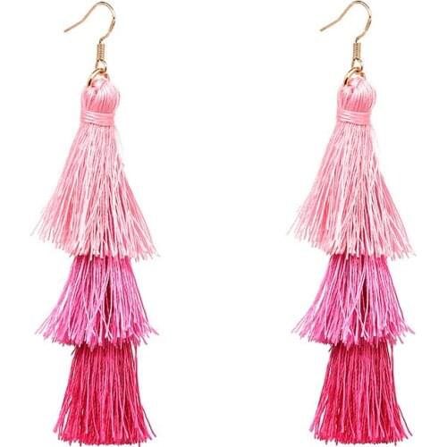 New Hot Long Tassel Earrings For Women Statement Jewelry 3 Layered Fringe Drop Earrings Big Fashion Handmade Dangle Earrings