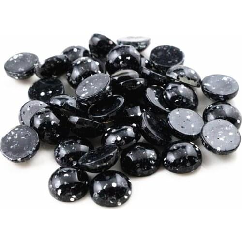 New Fashion 40pcs 12mm Black Color Flat Back Resin Cabochons Cameo G5-06
