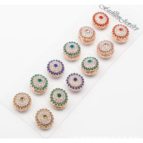 New women diamond magnet hijab brooches crystal muslim hijab brooch muslim shawl scarf clips pins accessories 48pcs/lot
