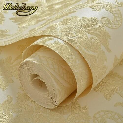 Beibehang European - style wall covering non - woven wallpaper 3D Damascus bedroom living room TV background papel de parede