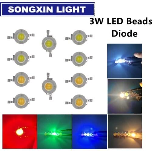 100Pcs/Lot Real Original Epistar Chip 3W white/warm white/red/yellow/blue/green LED Bulb Diodes Lamp Beads