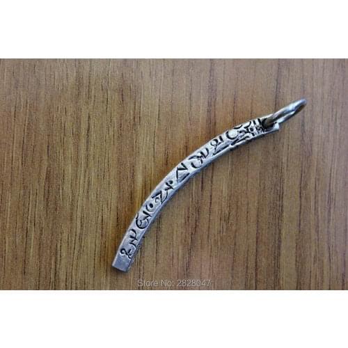 PN045 Ethnic Tibetan Six Words Mantras 50mm Long Amulet Pendants For Men OM MANI PAD ME HUM