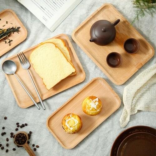 Beech Pallet Tea Coffee Pizza Board Wood Serving Plate Fruit Dessert Cake Snack Candy Platter Wooden Bowls Cutting Board