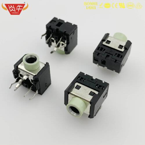 PJ306 LIGHT GREEN 3.5mm 5IN AUDIO SOCKET HEADPHONE CONNECTOR HEADPHONE SOCKET TWOCHANNEL PC PJ-306