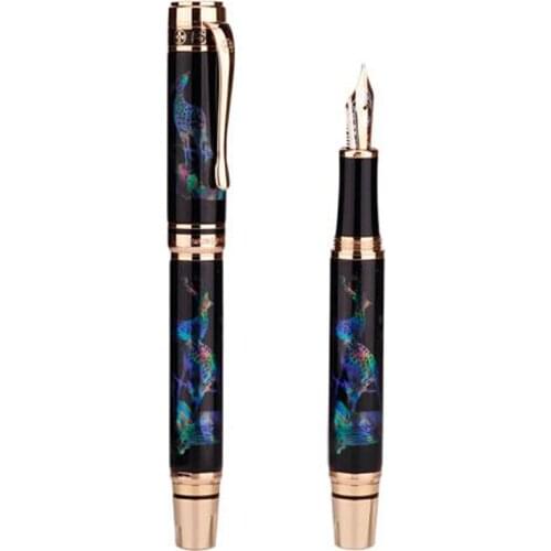 HERO 18K Gold Collection Fountain Pen Limited Edition Designer Deer Metal &Seashell Engraving Fine Nib 0.5mm Pen With Gift Box