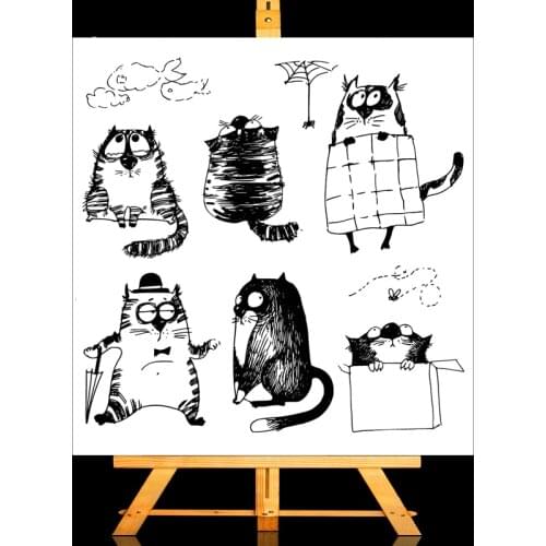 Naughty Cat Series 2 Transparent Clear Stamps Rubber Silicone Seal for DIY Scrapbooking Card Making Album Decoroation Crafts