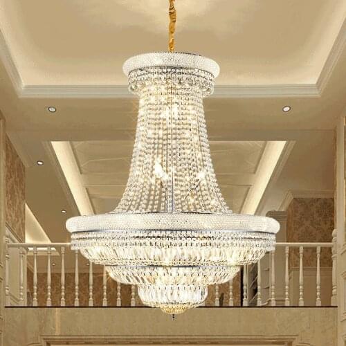 Modern Crystal Chandeliers Lights Fixture LED American Crystal Chandelier Hotel Hall Parlor Lamp Big Long Home Indoor Lighting