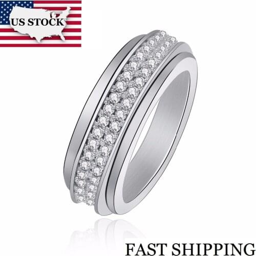 USA STOCK Uloveido Spinner Rings for Women Rotatable Engagement Ring Female Cubic Zirconia Wedding Jewelry Dropshipping Y340