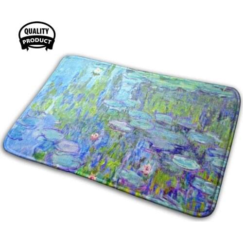 Water Lilies 3D Soft Non-Slip Mat Rug Carpet Cushion Claude Water Lilies Water Oil Ism Flowers Floral Lake France French Pond