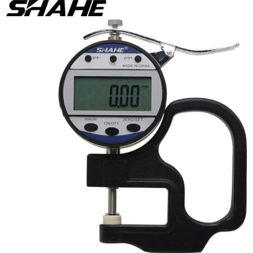 High quality shahe 0-10 0.01 mm digital thickness gauge with ceramic measuring head,metal casing handle