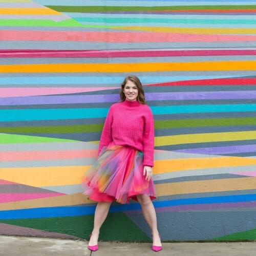 Summer New Rainbow Temperament Women Skirts Sweet Casual Knee Length Skirt Tulle Ruffles Layered Pleated Female Skirt Custom