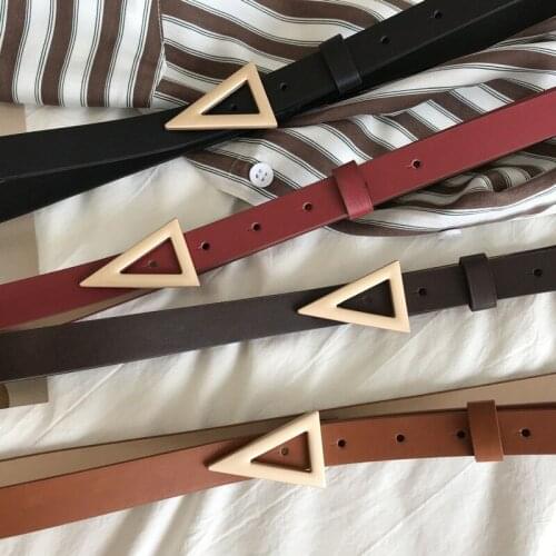 Women Belt 2021 New Style Fashion Triangular Decoration Dress Versatile PU Leather Belt