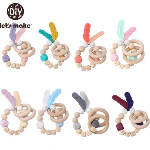 Baby Toys Nursing Feather Bracelet 1pc Wooden Teething Rings DIY Private Personalized Babys Name Wood Rattles Lets Make
