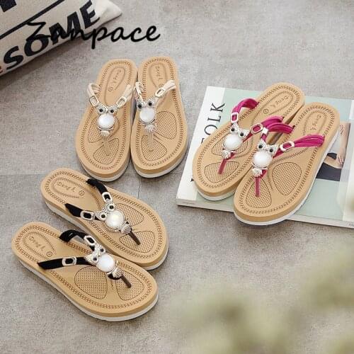 2019 Casual Flip Flops Summer Women Shoes Outdoor Crystal Non-slip Flip Flops Home Indoor Flat Slipper Comfortable Women Slipper