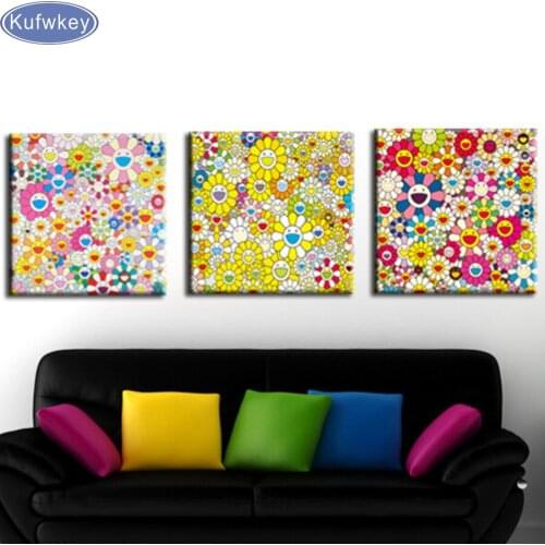 3pcs cartoon sun 5d diy diamond painting square drill diamond embroidery mosaic modern triptych home decoration 3d painting
