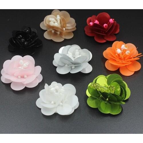 Handmade beaded 3D flower cloth patch multicolor wedding decoration applique diy accessories clothes bag cap shoes flower