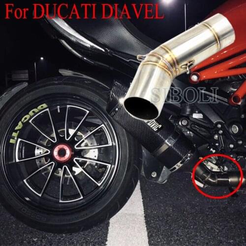 51mm 60mm Slip-On Exhaust For DUCATI DIAVEL Modifed Middle Pipe Link Connect Tube Motorcycle Parts Without Muffler Free Shipping