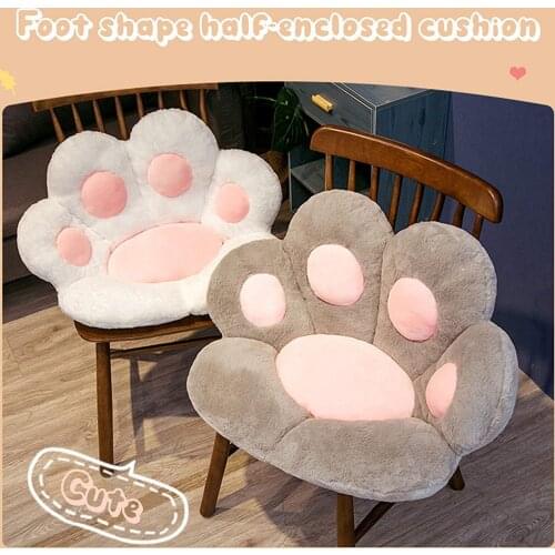 70x60cm Reversible Armchair Seat Cushion Soft Cozy Chair Cover Cushion Plush Comfort Seat Cute Plush Bear Paw