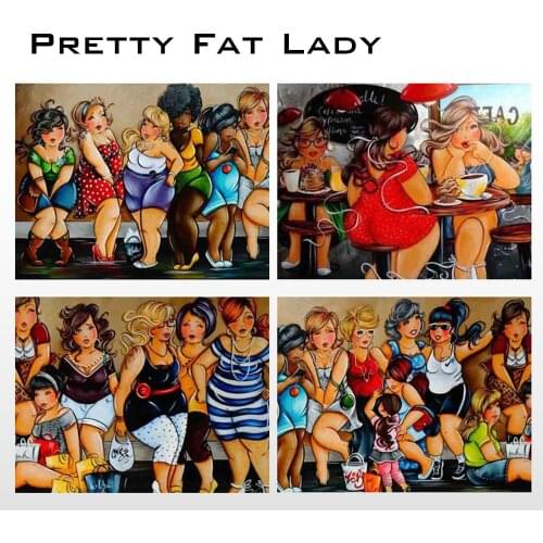 5D DIY Diamond Painting Fat Ladies Jewelry Cross stitch Full Square Embroidery Cartoon Mosaic Picture of Rhinestones Home Decor