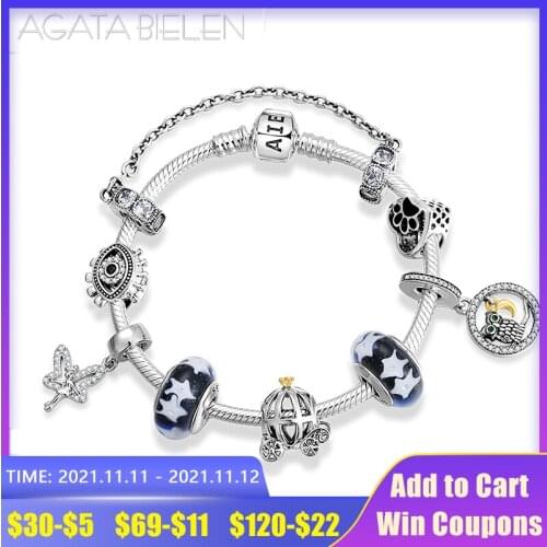 925 Sterling Silver Fairy tale world Finished product Bracelets Glass beads with starry sky Charm Bracelet Fashion Jewelry