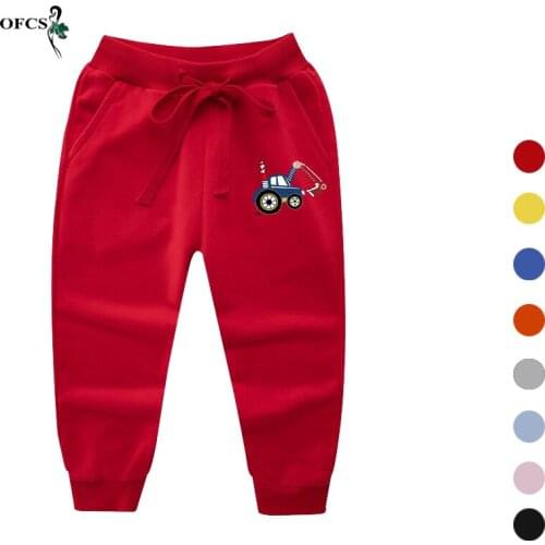 Childrens Pants Spring/Fall Unisex Toddler Casual Sports Trousers Soft Elastic Waist Cartoon Boys/Girls Cotton Pants 2-12Years