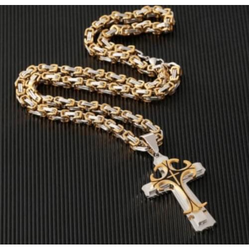 Neck Chain Hip Hop Rock Mens Cross Round Bead Chain Stainless Steel Necklace Ladies Jesus Pendant Punk Style Jewelry Wholesale