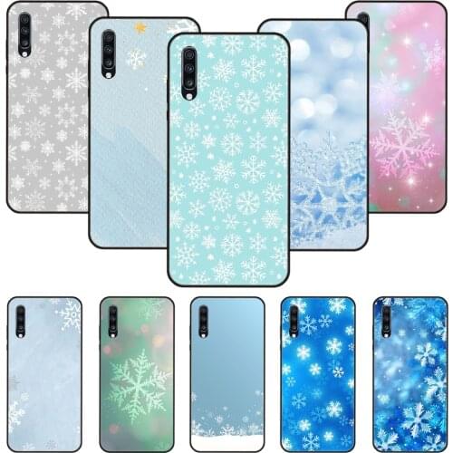 Phone Case For Samsung Galaxy A 50 51 71 70 7 5 10 20 30 40 41 21 S E Black Cover Back Soft Etui Christmas Winter Snowflake