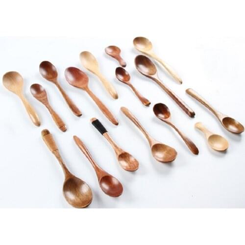 Wooden spoon Japanese long handle solid wood spoon spoon spoon spoon spooning wooden dessert coffee hand honey spoon childrens