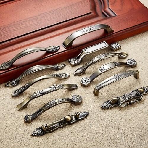 JD European Antique Handle Zinc Alloy Red Green Bronze Handle Wardrobe Door Drawer Cabinet Handle