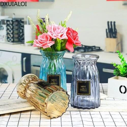 Creative European-style Transparent Stained Glass Flower Arrangement Vase Living Room Desktop Hydroponic Vase Home Decoration