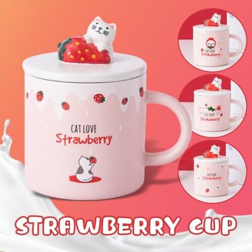 Creative Cute Ceramic Mugs With Handle Lid Handmade Coffee Cups Tea Milk Mug Cup Home Decoration Unique Gifts For Girlfriend