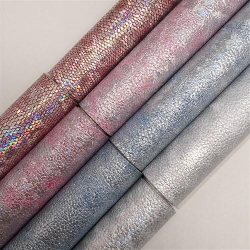 Onefly Wholesales Dropshipping Leather Supplier Metallic Litchi Faux Leather Synthetic Vinyl Fabric Sheets For Bow DIY FZ114