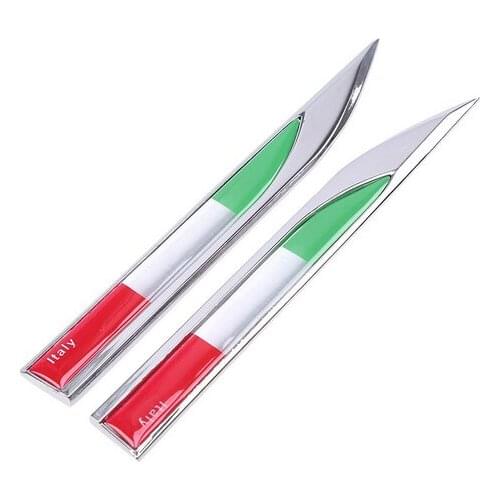 Pair Metal Italy Flag Car Fender Knife Emblem Skirts Badge Decals Sticker