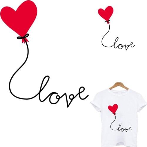 Love balloon stripes iron on patches woman t-shirt applique thermo stickers on clothes transfer fusible clothing custom patch