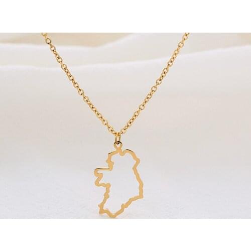 New Origami Outline Republic of Ireland Map Necklace for Motherland Hometown Female Ladies Party
