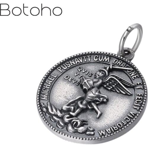 Wholesale S925 Silver Thai Silver St. Michael Archangel Guardian Angel Male and Female Dome Drops