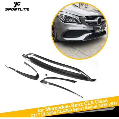 Carbon Fiber / FRP Car Front Lip Spoiler Bumper Splitters for Mercedes-Benz CLA Class C117 CLA200 CLA250 Sport Sedan 2016 2017