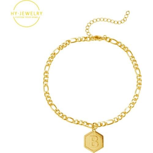 Personalized A-Z Letter Anklet&Bracelet stainless steel Jewelry Not fade For Women Men Charm English Initial Alphabet Chain Gift