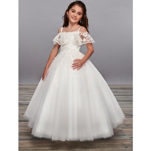 Flutter Sleeve Flower Girl Dresses Ivory 2021 Princess Primera Communion Flower Girl Dresses for Weddings vestido White Organza