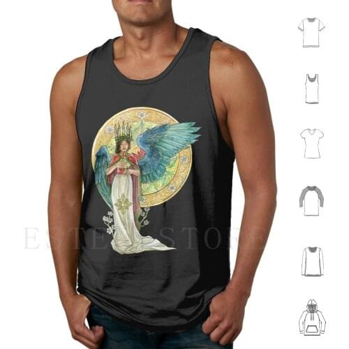 Saint Lucia Advent Angel Art Nouveau With Candles And Narcissus Flowers Tank Tops Vest Sleeveless Saint Lucia Candle