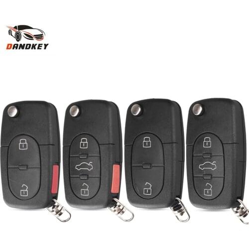 Dandkey Replacement Flip Remote Car Key Shell Styling For Audi A2 A3 A4 A6 A8 TT Uncut Fob Case Cover 2/3/4 Buttons CR2032