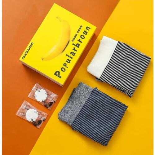 3Pcs/Lot Mens Underwear Boxers Mens Comfortable And Breathable Striped Banana Mens Boxers