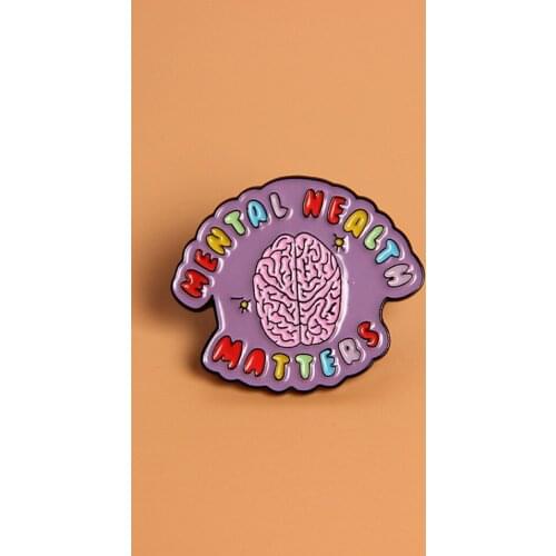 Mental Wellbeing Fight The Stigma Psychology Therapy Disease Awareness Brain Depression Anxiety Inspirational Enamel Pin Brooch
