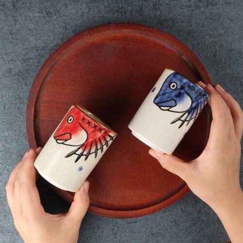 Japanese-style hand-painted handleless cup straight cup soup swallow cup home restaurant barley tea cup handy cup ceramic water